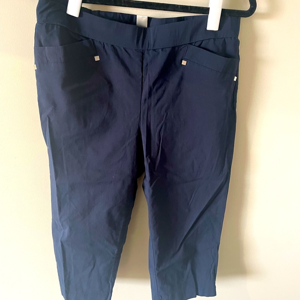Christopher & Banks signature stretchy cropped dress pants. Black. Navy. Beige.